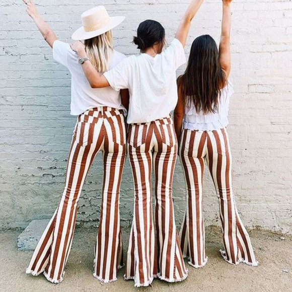 Show Me Your MuMu Denim - Show Me Your MuMu Orange and White Stripe Jeans